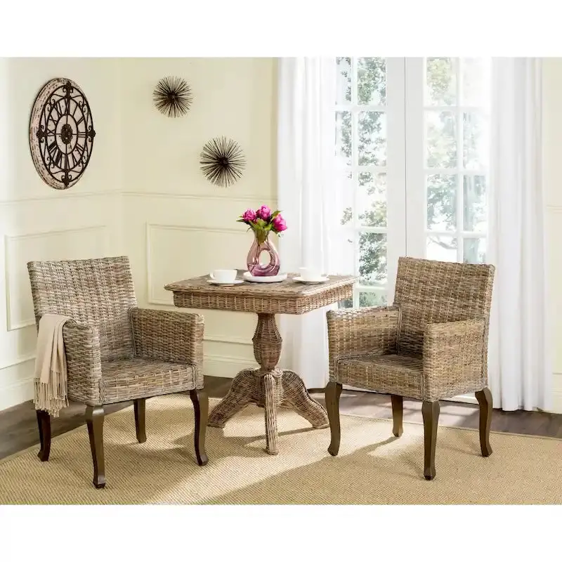 Safavieh Alearda Natural-Finish Dining Chairs (Set of 2) – Solid Wood Construction, 23″W x 24.4″D x 34″H