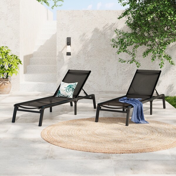 Savant Outdoor Aluminum Folding Chaise Lounge (set of 2) by Christopher Knight Home