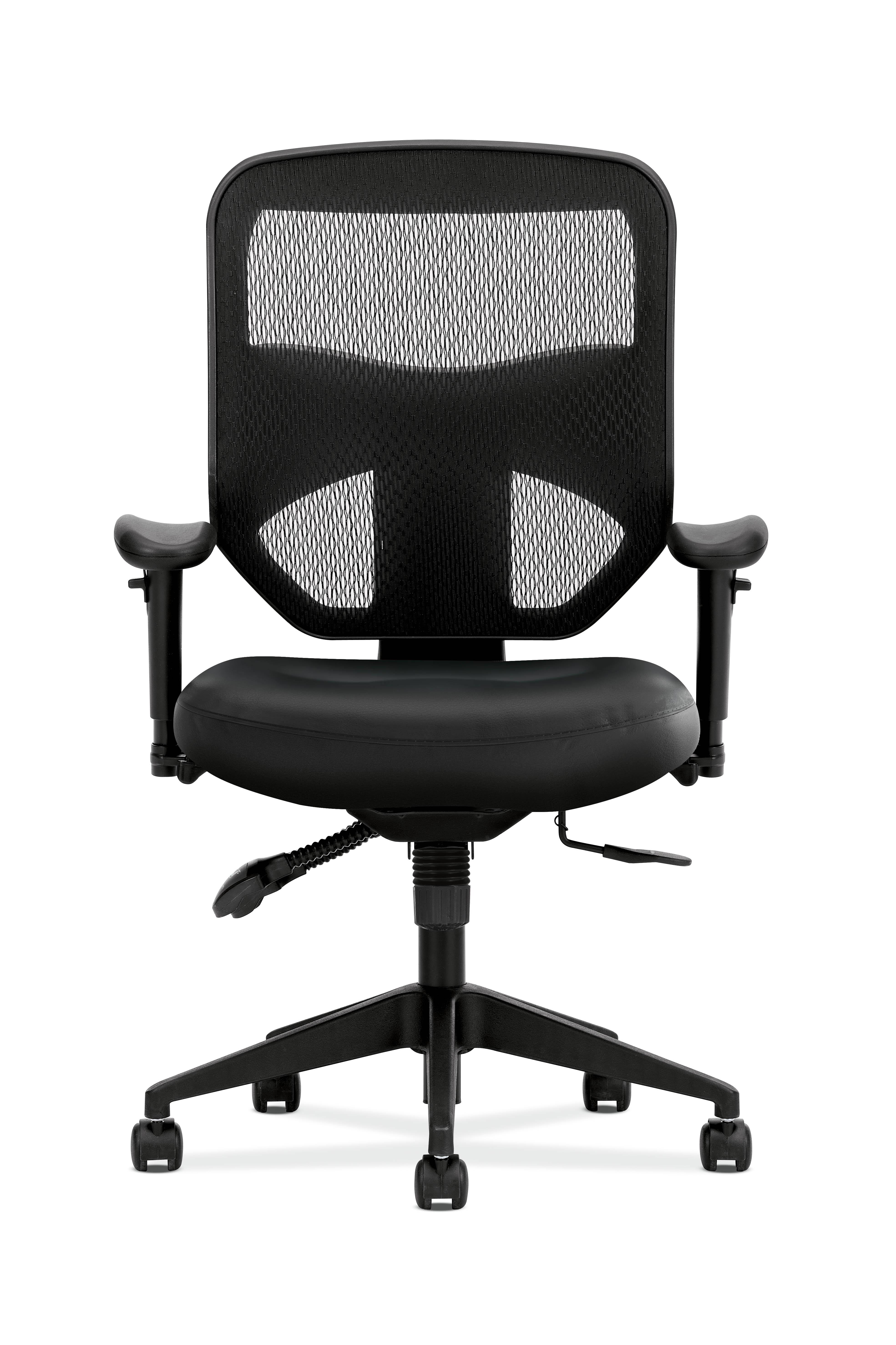 HON Prominent Leather Task Chair Computer Chair Mesh High-Back, Black