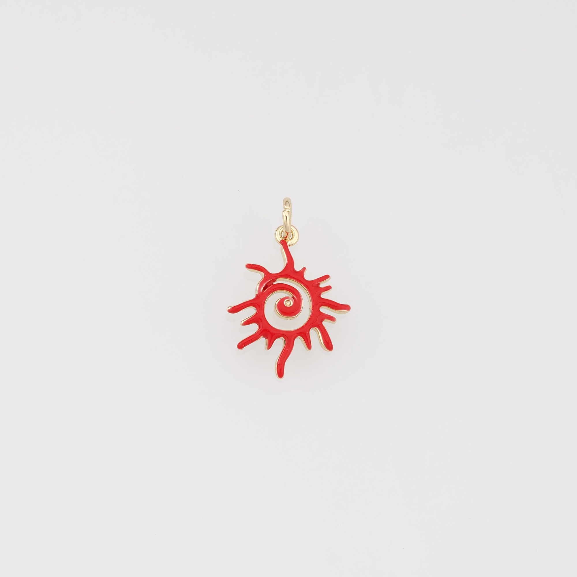 18K Gold Filled Sun Pendant,Enamel Celestial Charm Earrings Necklace for DIY Jewelry Making Supply