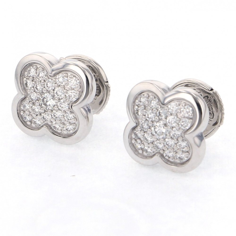 Van Cleef & Arpels Pure Alhambra Earrings 18K White Gold Diamond