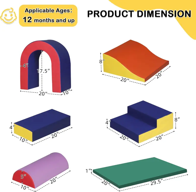 TODEFULL 10-Piece Soft Foam Climbing Blocks Set – Safe, Lightweight Toddler & Preschool Activity Toys