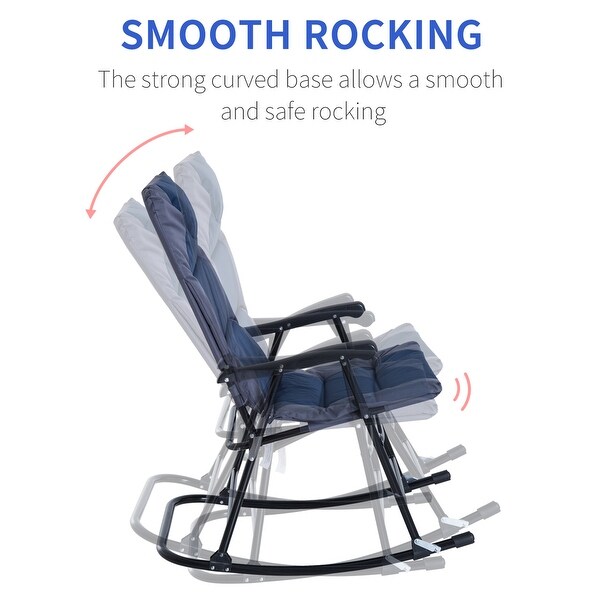 Outsunny Folding Rocking Chair Set with Padded Seat and Back,Pillow