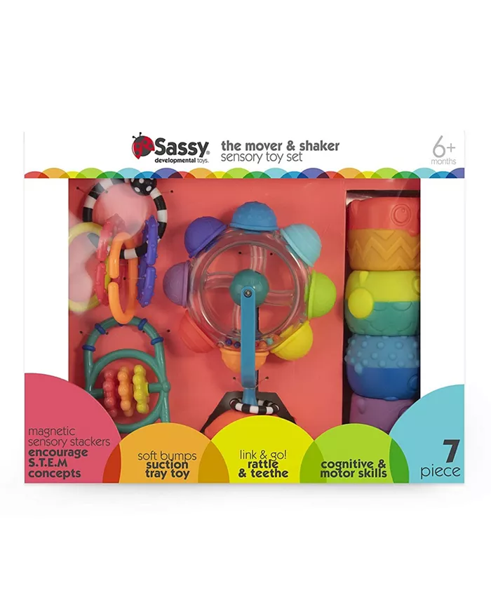 Sassy Baby Sassy The Mover and Shaker Sensory Toy Gift Set, 7 Piece