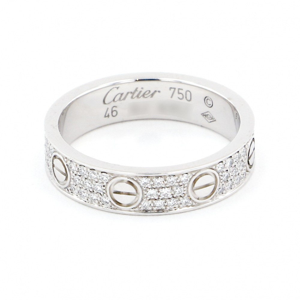 Cartier Love Pave Diamond Ring 18K White Gold
