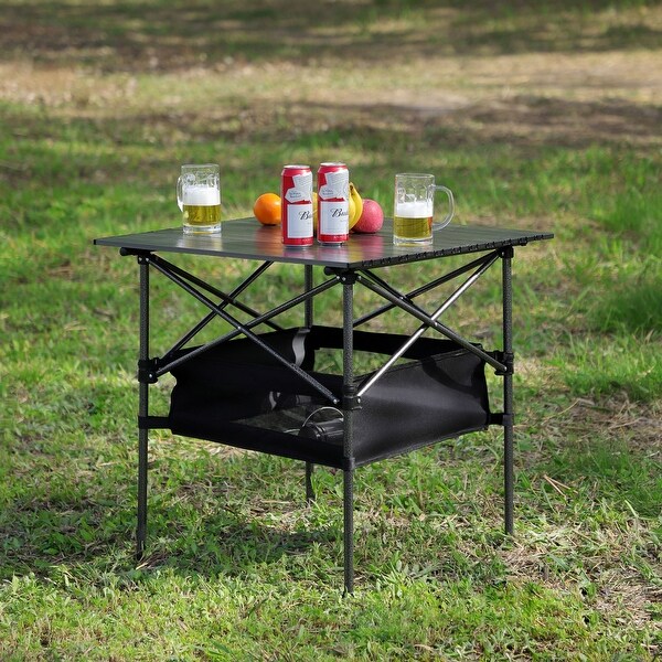 1piece Folding Outdoor Table with Carrying Bag,Lightweight Aluminum Rollup Square Table