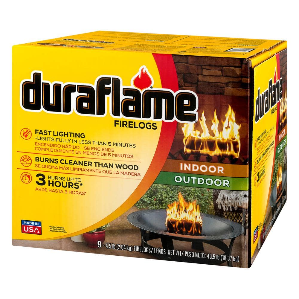 Duraflame 4.5 lb. Indoor/Outdoor Wax Firelogs (9-Pack), 3 Hour Burn 09405