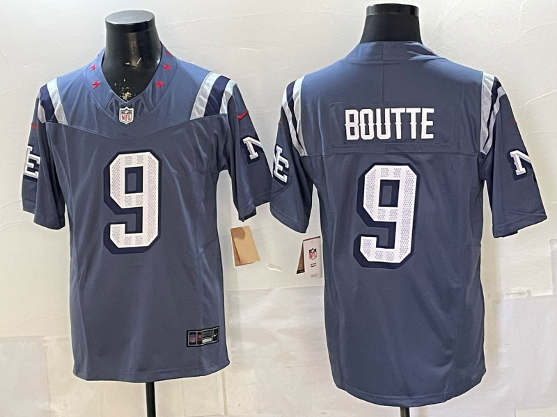 Men's New England Patriots Kayshon Boutte #9 Storm Blue 2025 Rivalries Collection Game Jersey