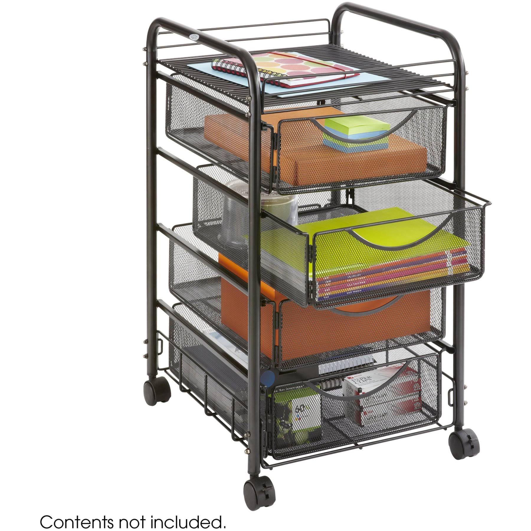 Safco Onyx Double Mesh Mobile File Cart, Black