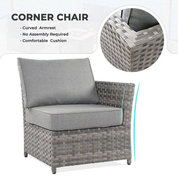 OVIOS 6Piece Patio Grey Wicker Conversation Set