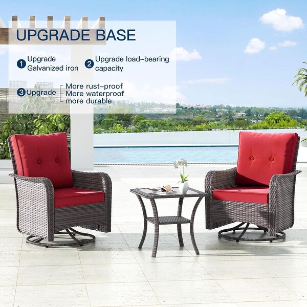 Patio Furniture Sectional Sofa Set,PE Rattan Swivel Rocking Chairs Patio Conversation Set