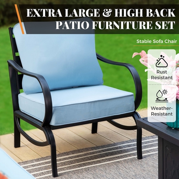 MAISON ARTS 5/7Seat Patio Conversation Set,Sofa Set with 2 x Single Sofa Chairs,1 x 3seater Sofa and Coffee Table/Ottomans