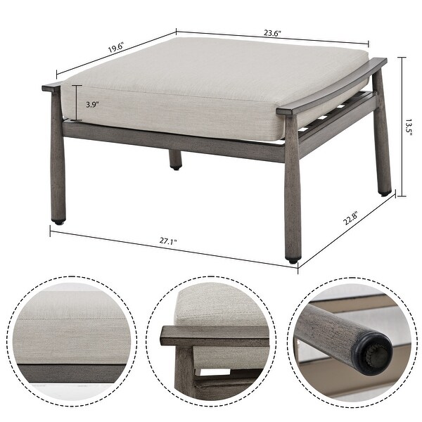 5Piece Aluminum Patio Conversation Set with Swivel Chairs,End Table and Cushions