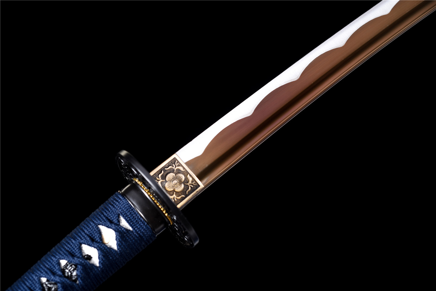 Handmade Katana High Carbon Gold Blade Iron Tsuba Red Saya Full Tang