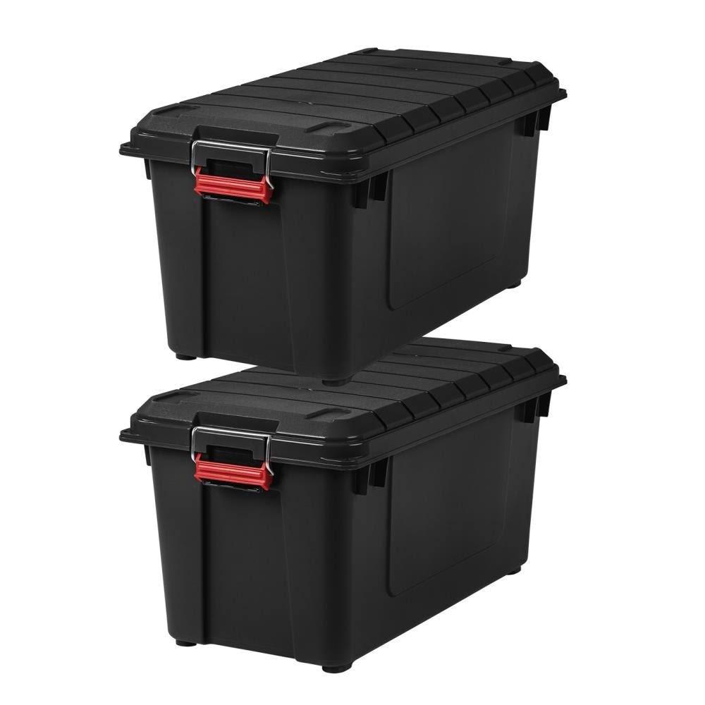 Iris 82 Quart Stor-it-all Weathertight Utility Storage Tote, 2 Pack, Black