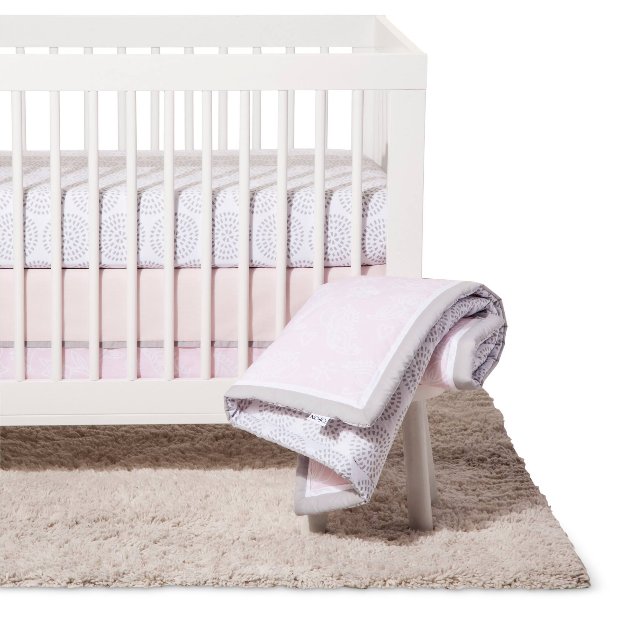 Nojo Dreamer Floral 8-Piece Crib Bedding Set in Pink/Grey
