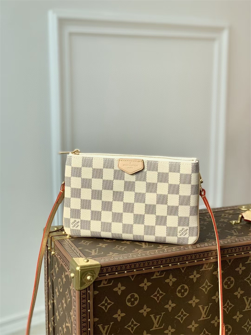 Louis Vuitton Damier Azur Double Zip Pochette 20Cm N60460