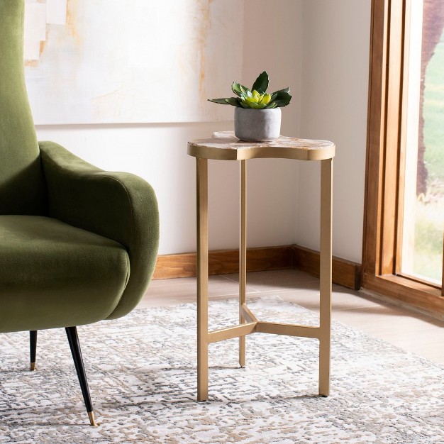 Suki Tripod Accent Table White Agate gold Safavieh