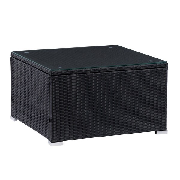 Parksville Wicker Square Patio Coffee Table,Black