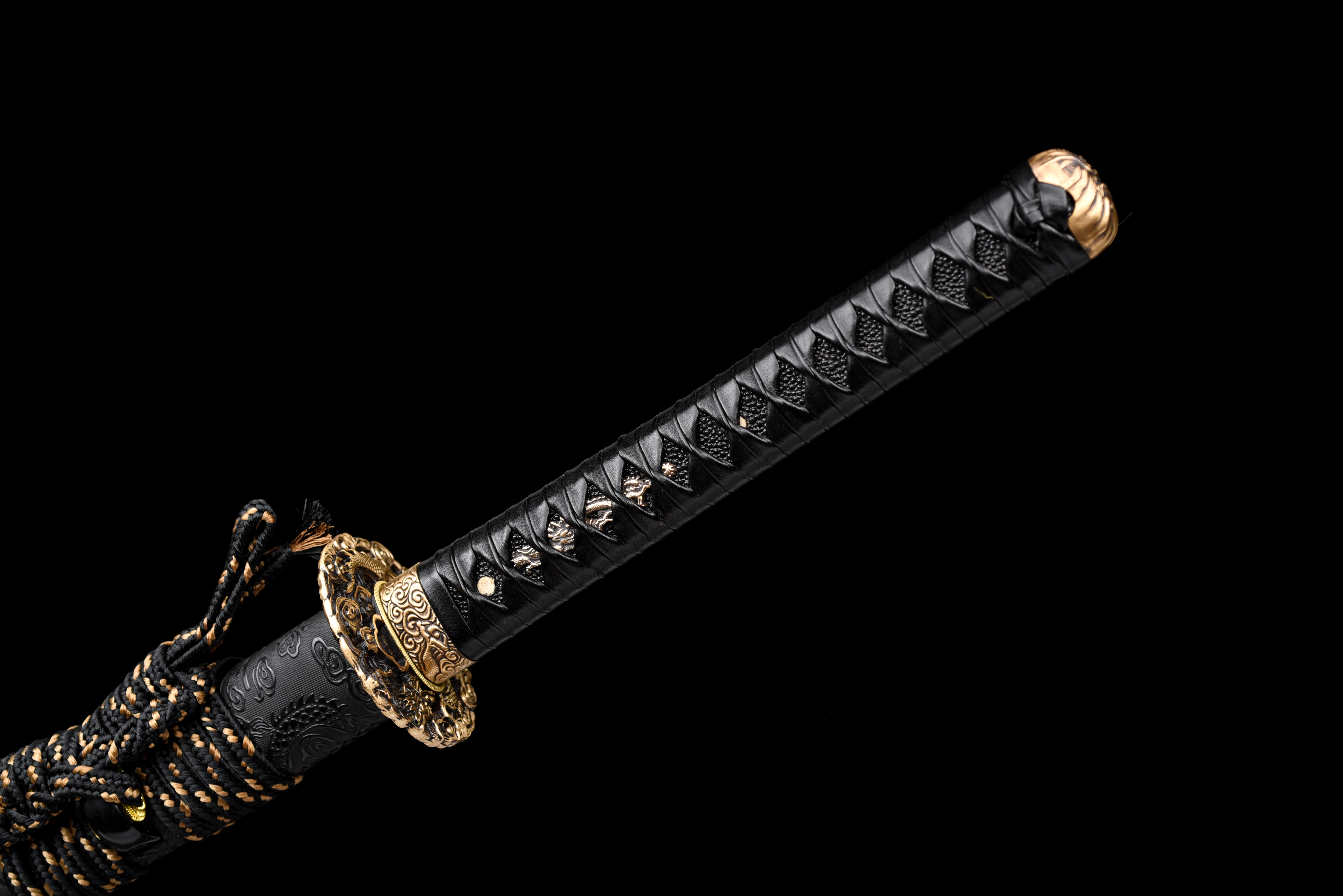 Dragon Katana – Blue Baked Damascus Steel, Full Tang