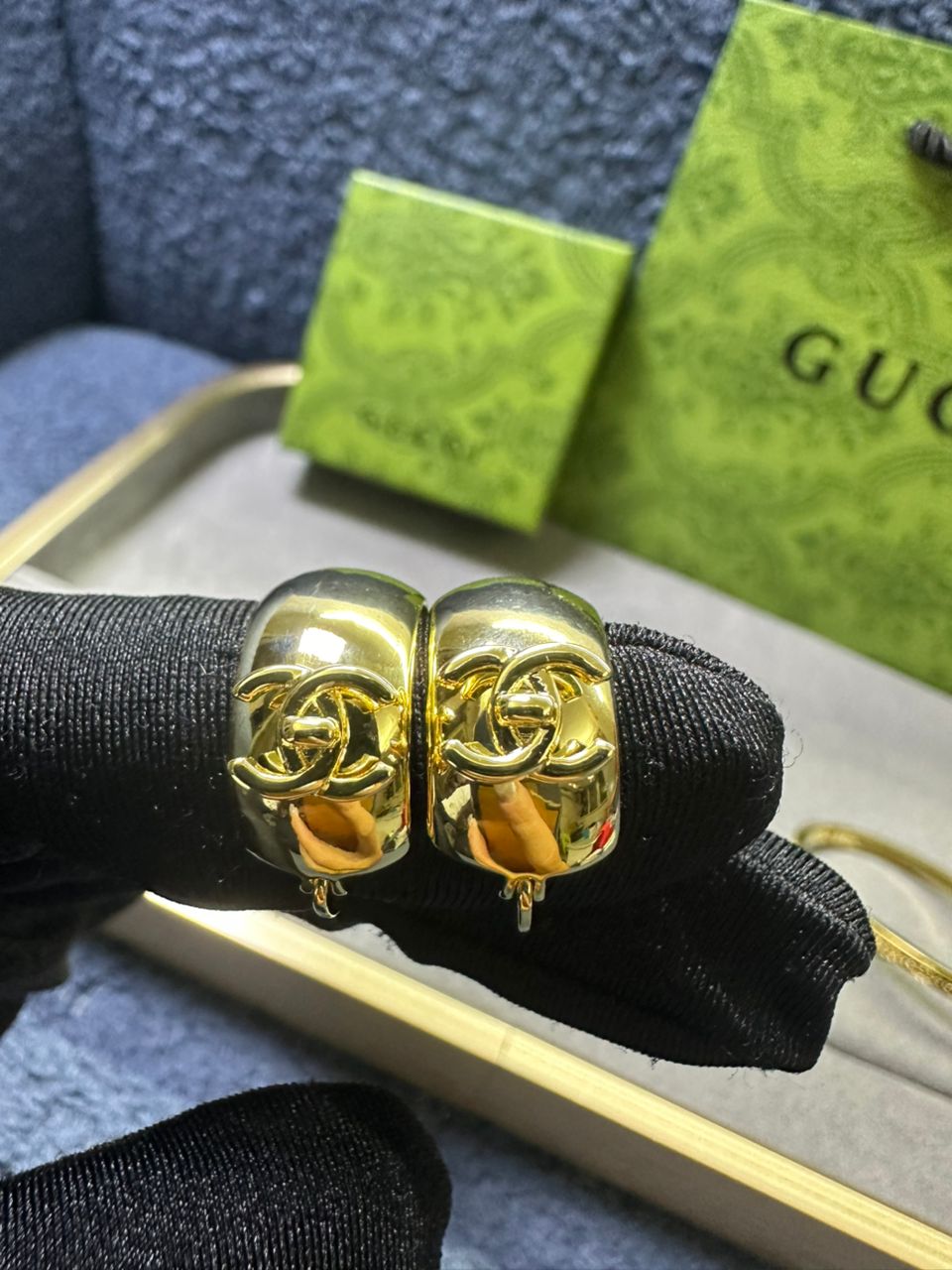 Chanel Cc Hoop Earrings