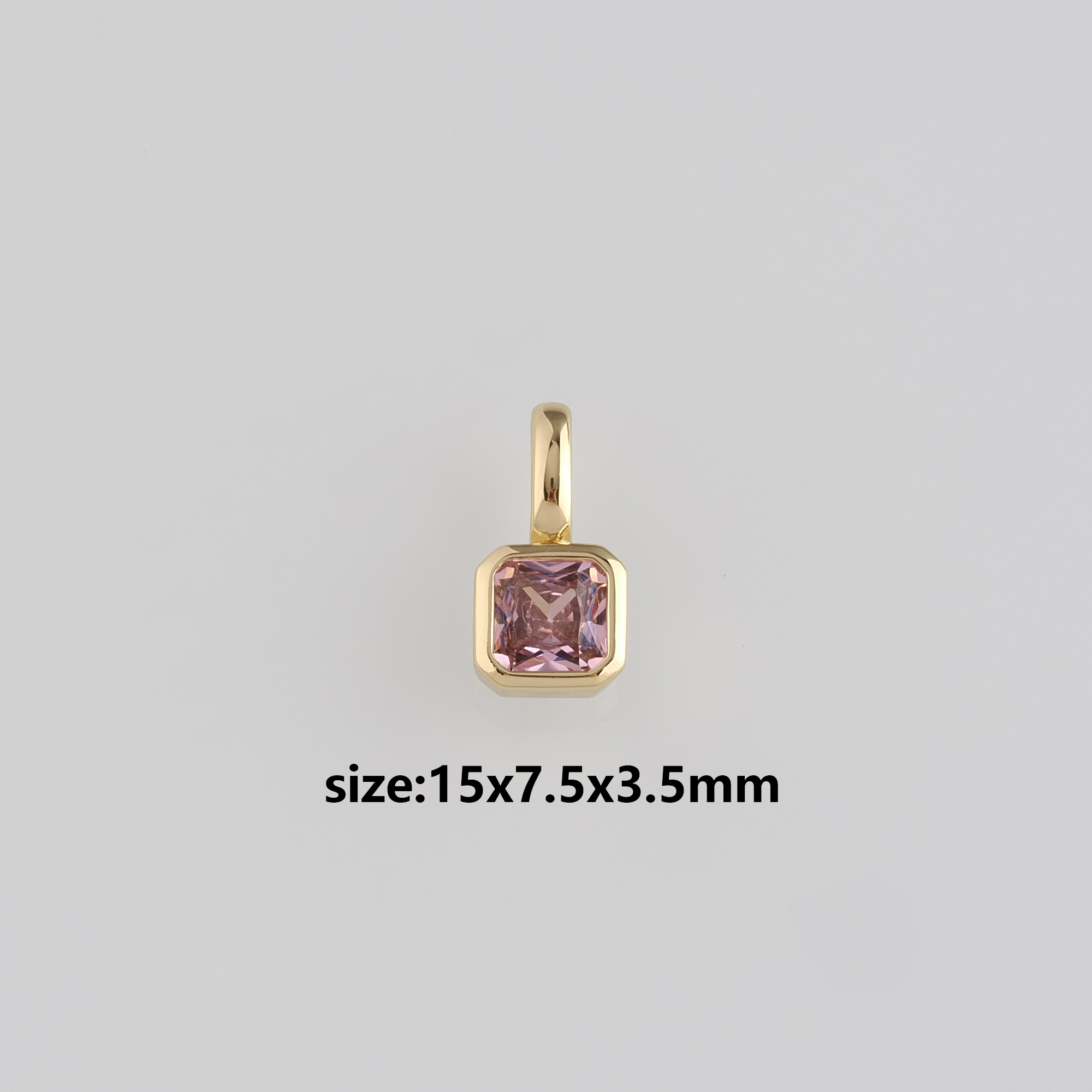 18K Gold Filled Square Pendant,Crystal Square Charm Earrings Necklace for DIY Jewelry Making Supply