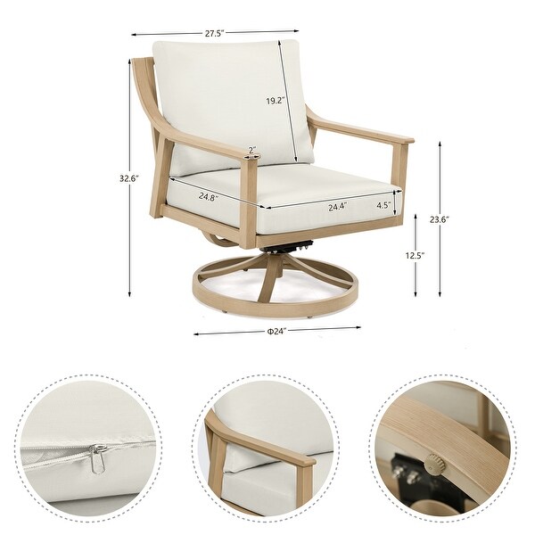 4Person Aluminum Patio Conversation Set with Swivel Chairs,Coffee Table and Cushions