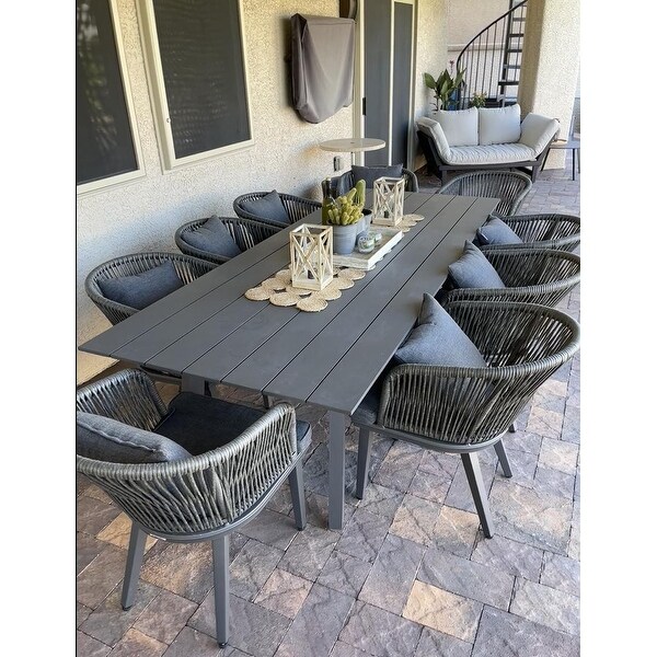 PURPLE LEAF 711 Patio Dining Set,Aluminum Frame Table,Wicker Chairs