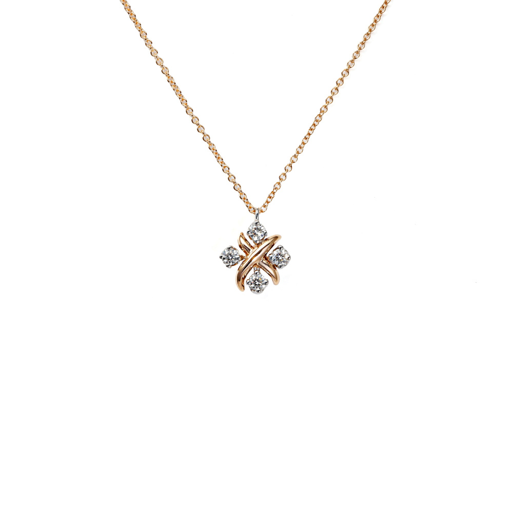 Tiffany & Co. Schlumberger Rin Necklace Platinum & 18K Rose Gold Diamond 60022686
