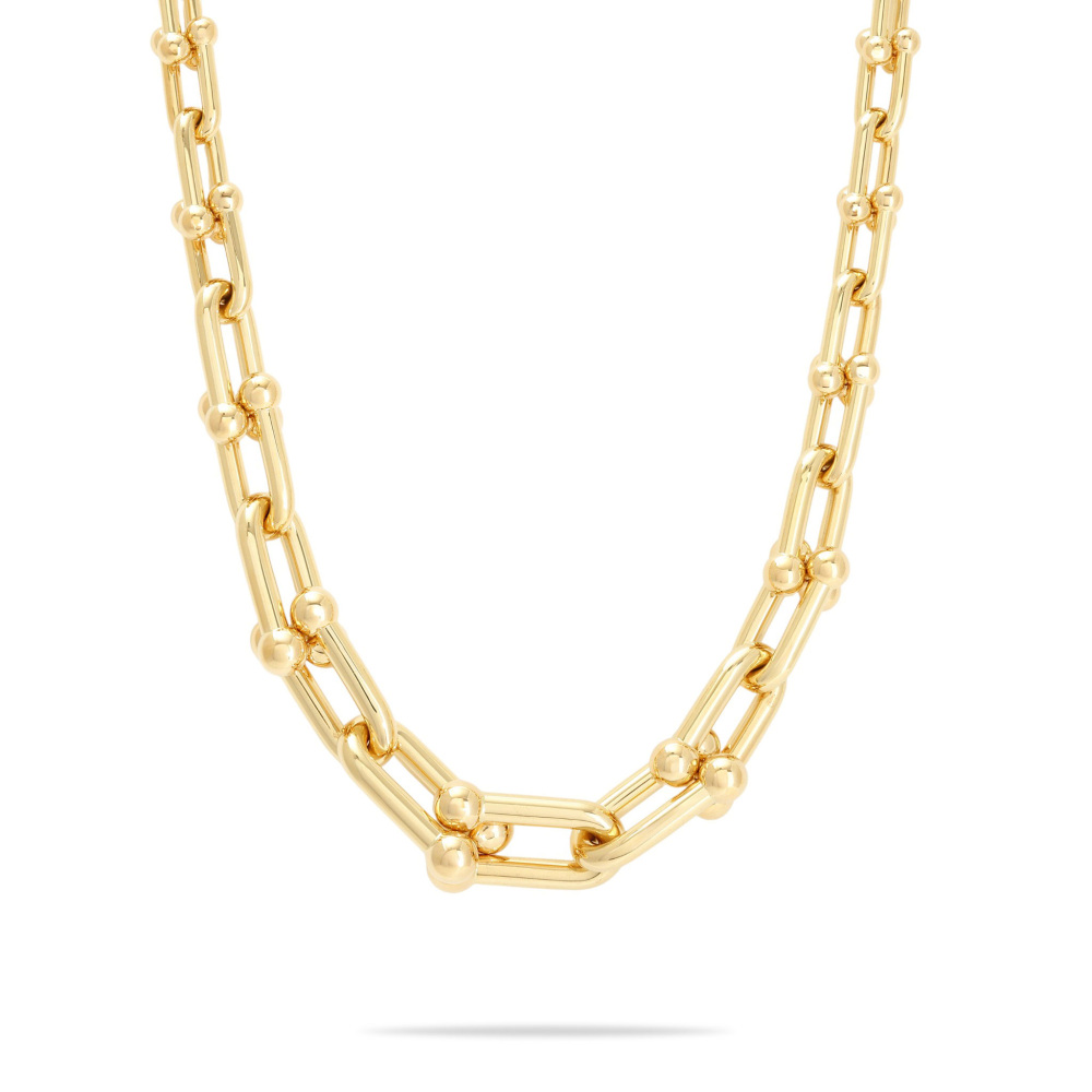 Tiffany & Co. Hardware Graduated Link Add 7 Sets Necklace 18K Yellow Gold 60153063