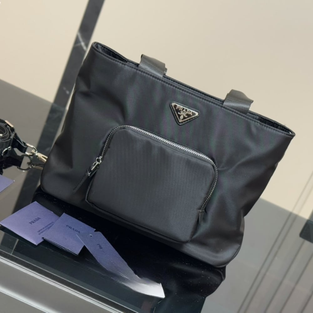Prada Re Nylon Tote Bag Black 32Cm