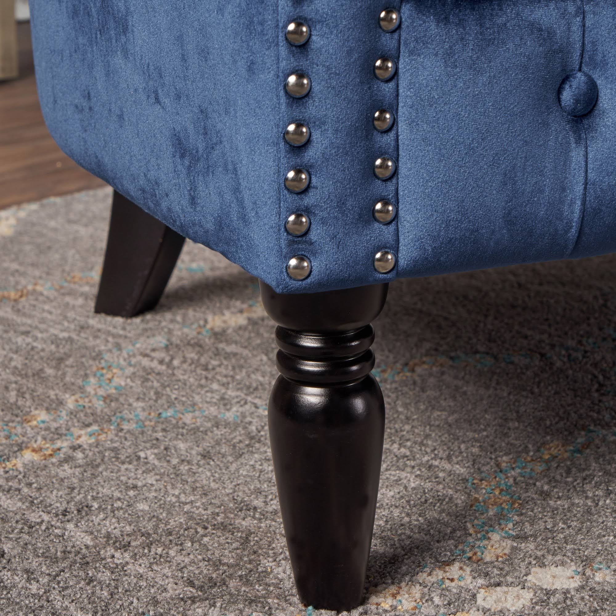 Milani Tufted Scroll Arm Velvet Loveseat by Christopher Knight Home Navy