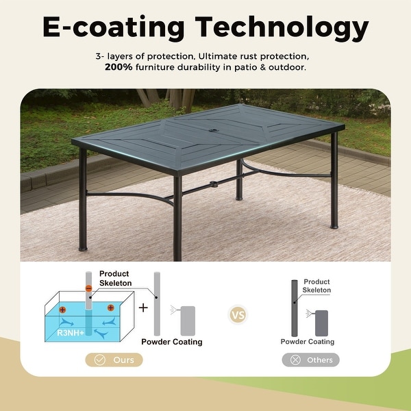 7Piece Patio Dining Sets ,6 Textilene Fabirc Chairs and 1 Metal Table with 2.1'' Umbrella Hole