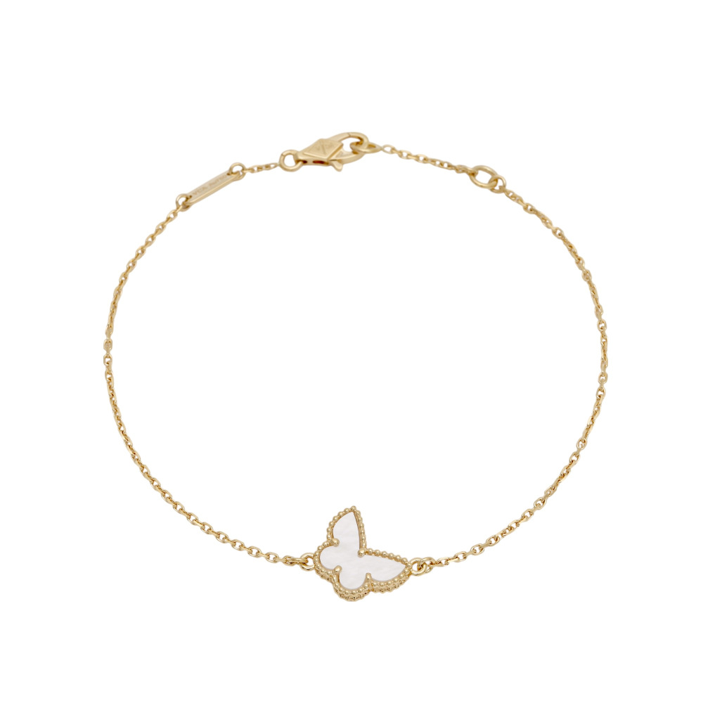 Van Cleef & Arpels Sweet Papillon Bracelet 18K Yellow Gold Mother of Pearl VCARF69000