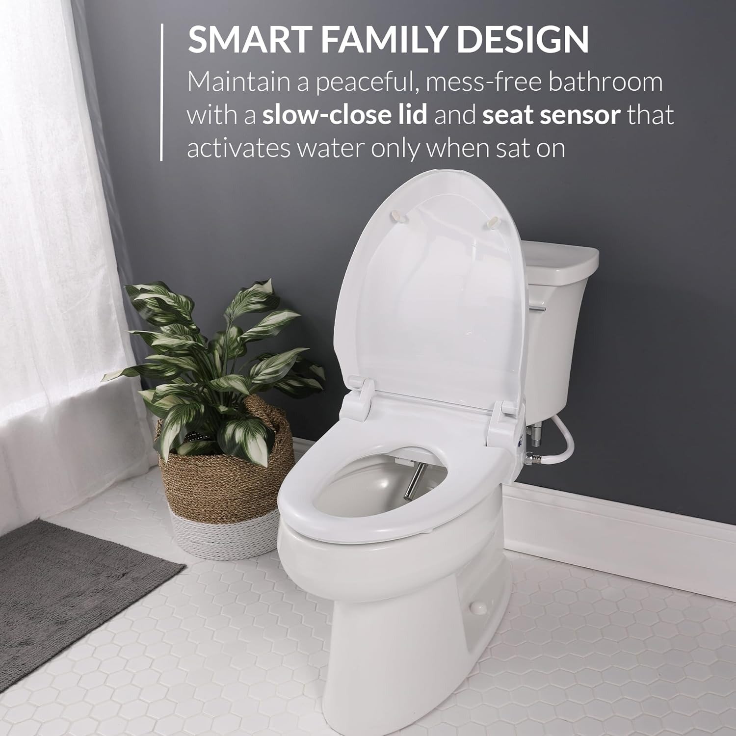 Elongated Electric Bidet Toilet Seat with Warm Water & Dryer, Wireless Remote Bidet