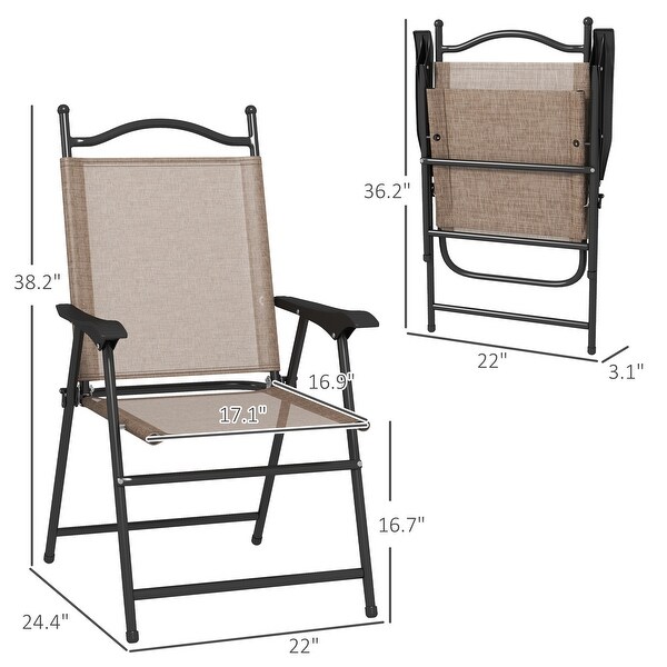 Outsunny Folding Patio Chairs,Set of 4 Camping Chairs with Armrests