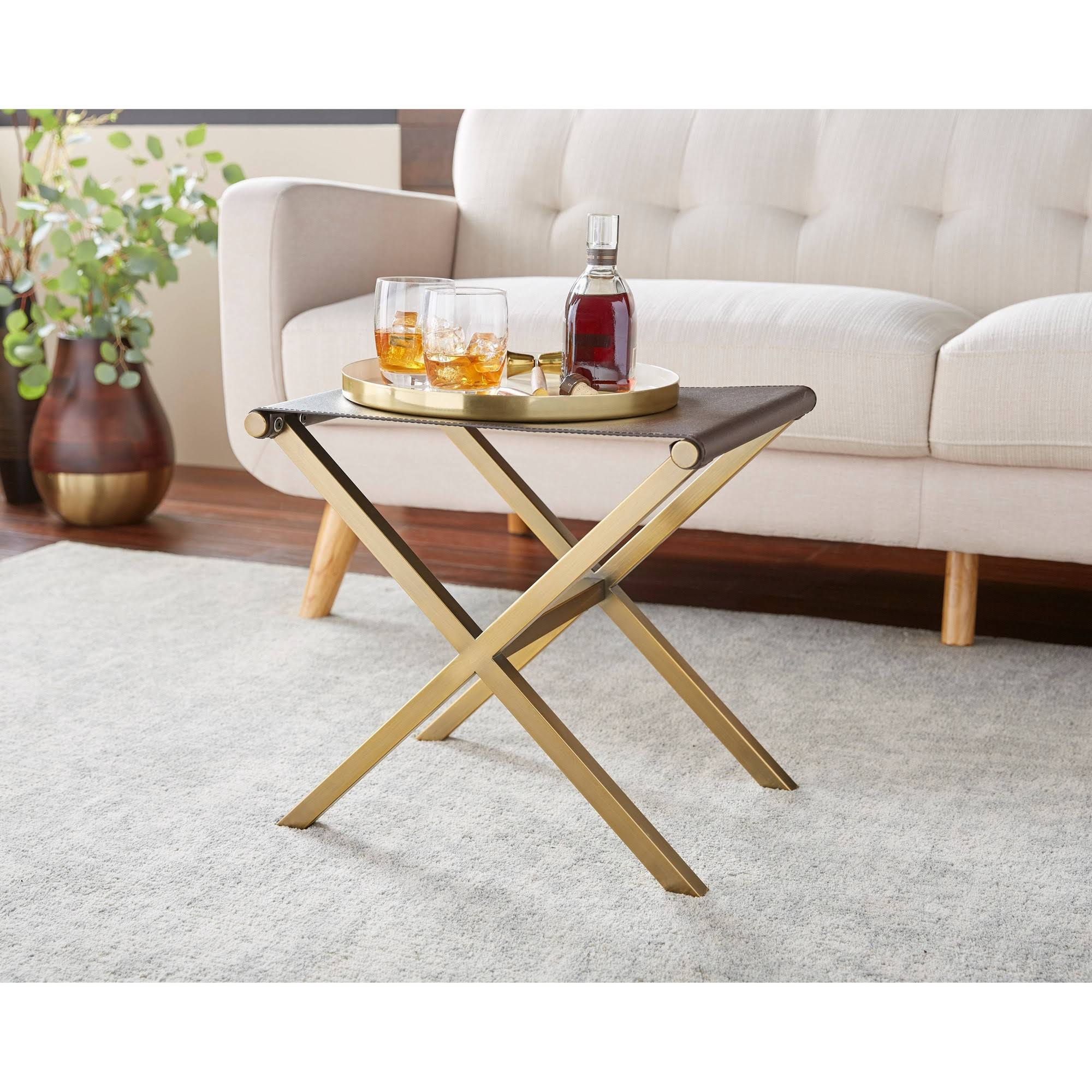 angelo:HOME Thad Glam Stool Ottoman Brown