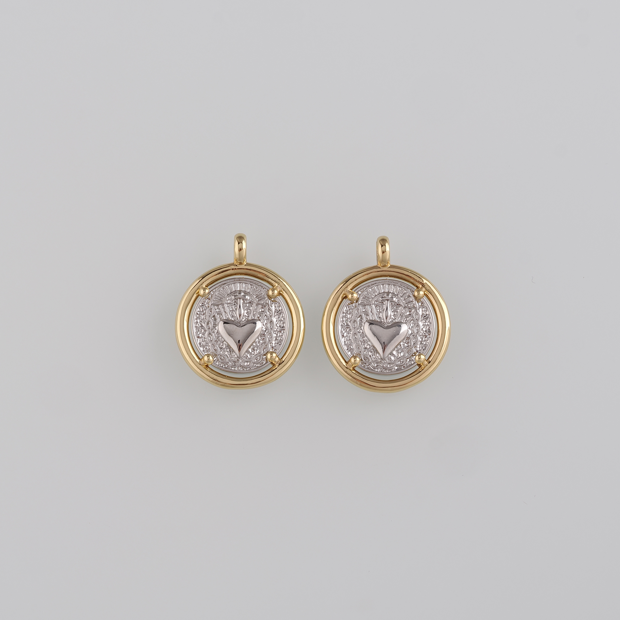 18K Gold Filled Sacred Heart Pendant,Dainty Sacred Heart Charm Earrings Necklace for DIY Jewelry Making Supply