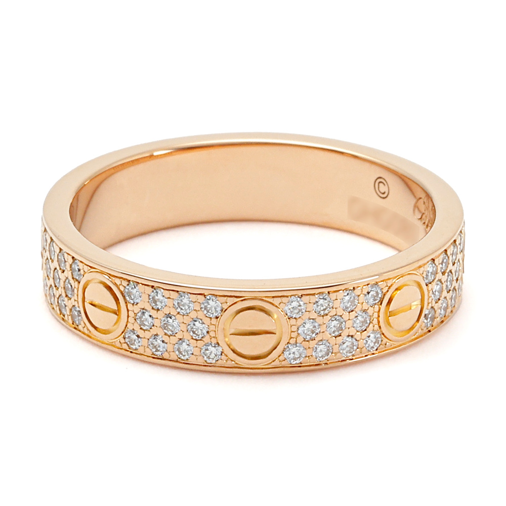 Cartier Love Wedding Ring Pavé Diamonds 18K Rose Gold Diamond B4085800