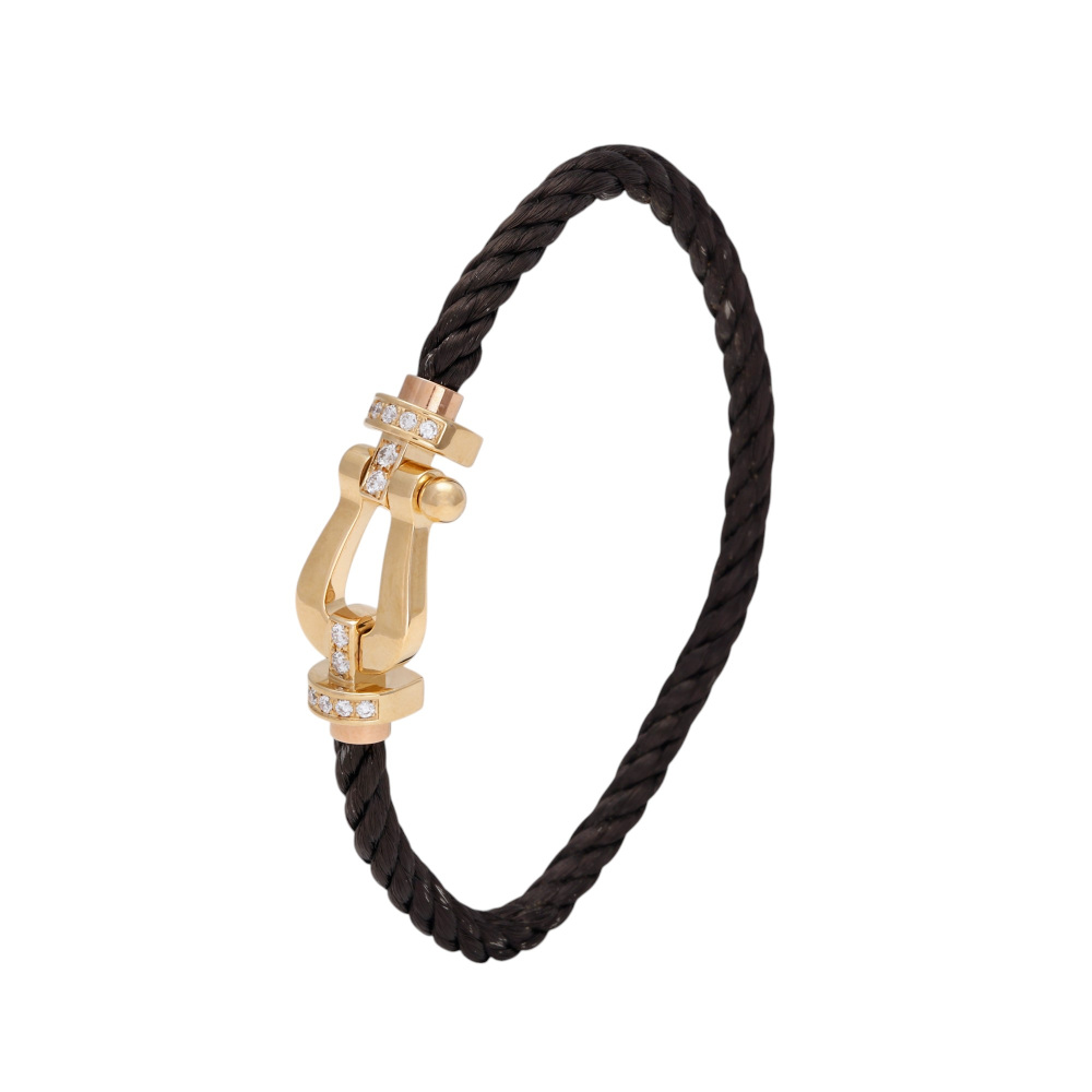 FRED Force 10 Lm Half Diamond Bracelet 18K Yellow Gold 0B0028-6B1070