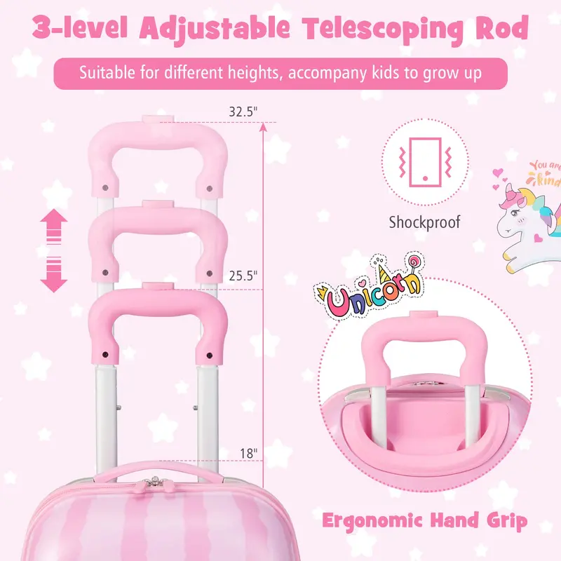 Two-Piece Kids’ Luggage Set: 12″ and 16″ Lightweight Spinner Suitcases