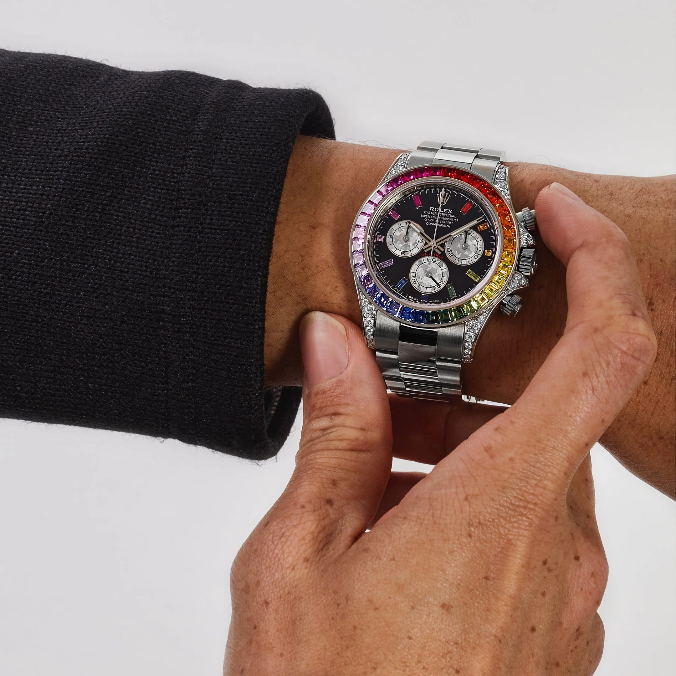 Rolex Daytona 116599RBOW 'Rainbow' White Gold Black Dial Sapphire Bezel