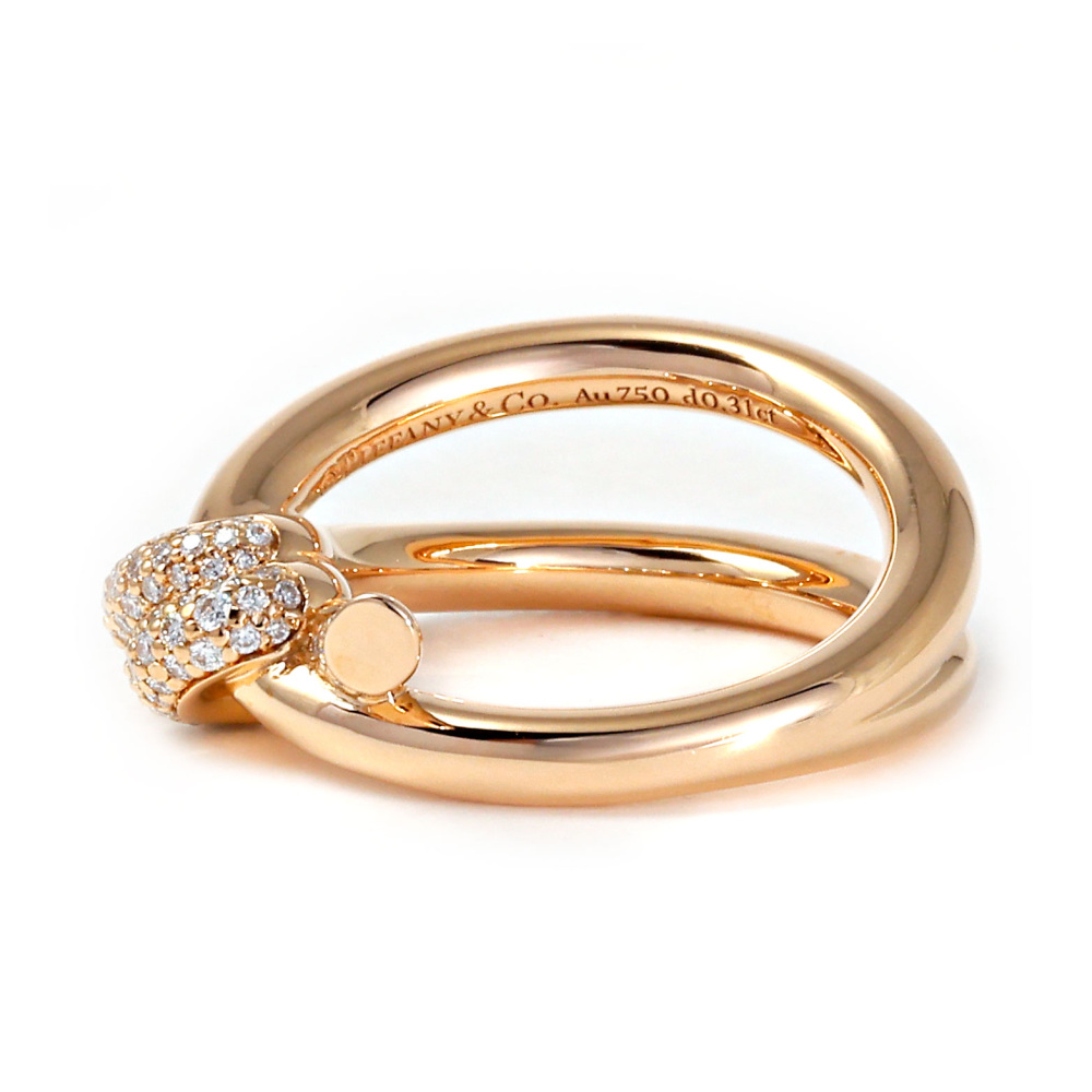 Tiffany & Co. Knot Double Row Ring 18K Rose Gold Diamond 69526233