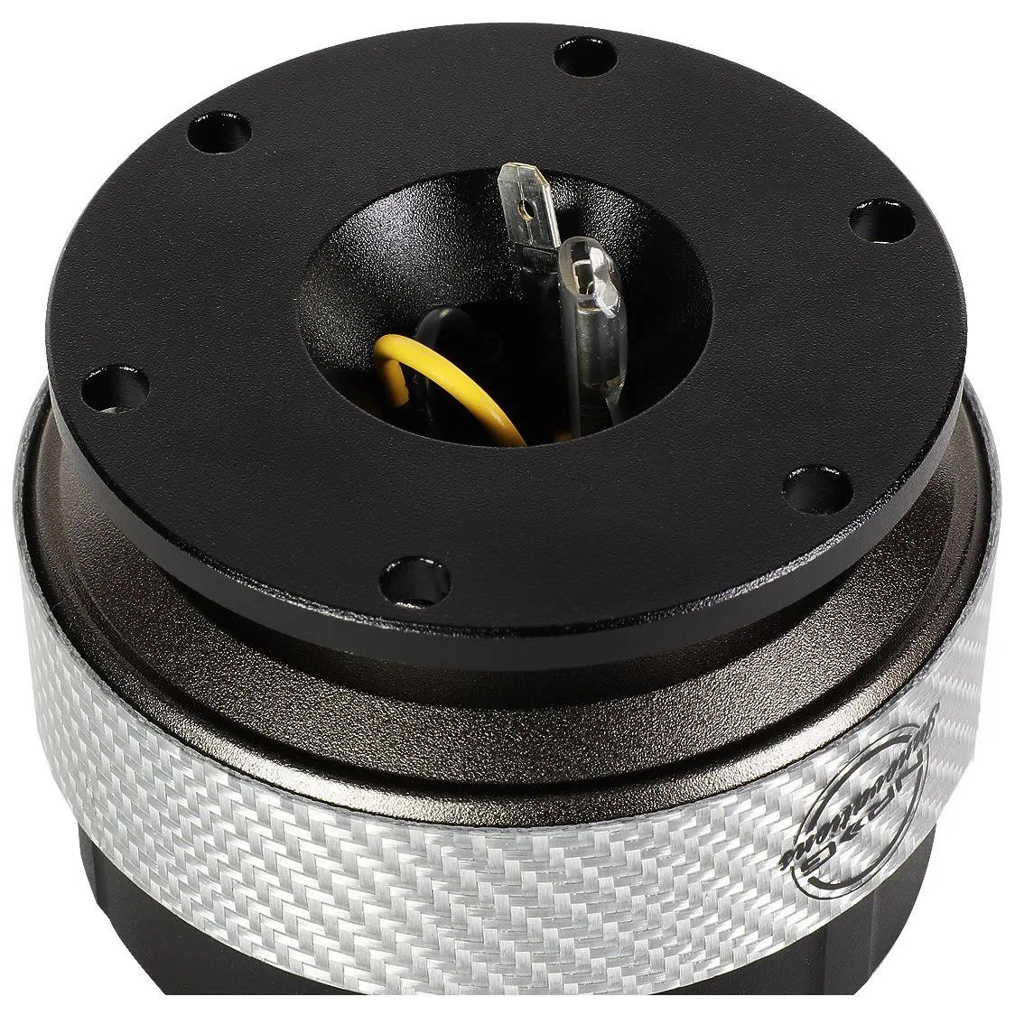 NRG Innovations SRK-200BK-SC Steering Wheel Quick Release Adapter Gen 2.0 Black Body/Silver Carbon Fiber Ring