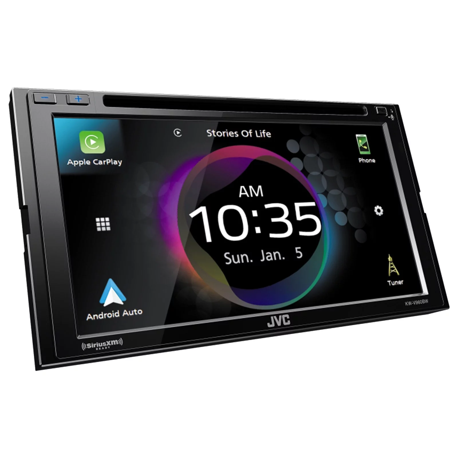 JVC KW-V960BW Double DIN AM/FM Radio Dual USB Bluetooth CD/DVD Player Car Receiver Bundle Combo with 2x 6.5