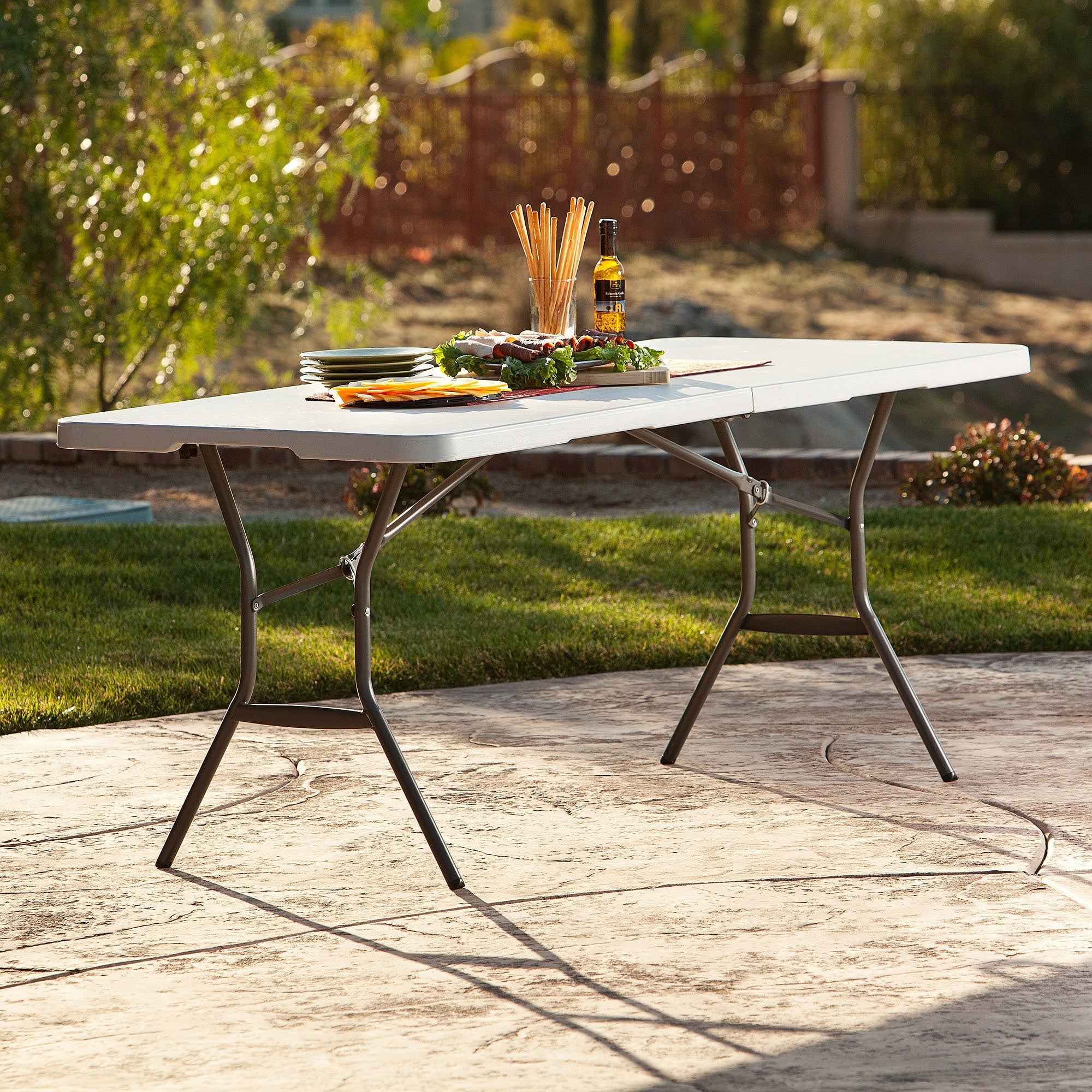 Lifetime 6 ft. Rectangle Commercial Fold-In-Half Table – White