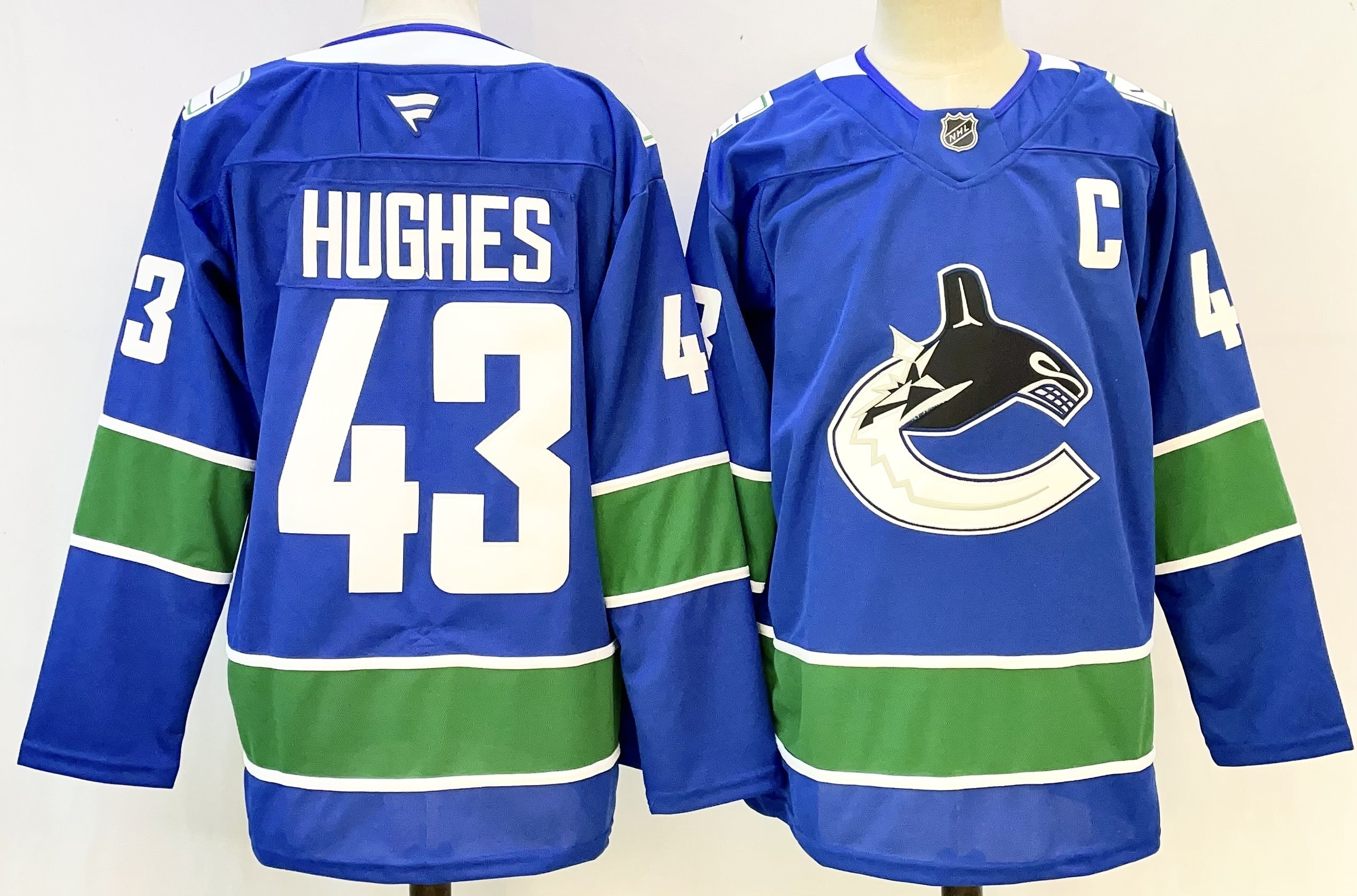 Men's Vancouver Canucks Quinn Hughes #43 Fanatics Blue Player Jersey