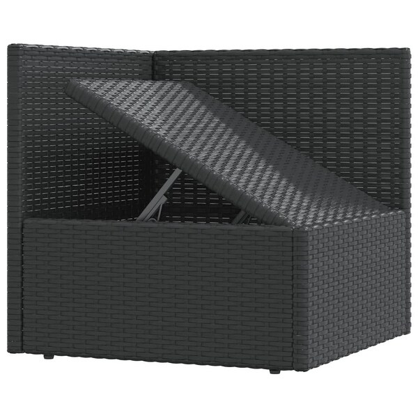 vidaXL 3 Piece Patio Lounge Set with Cushions Black Poly Rattan