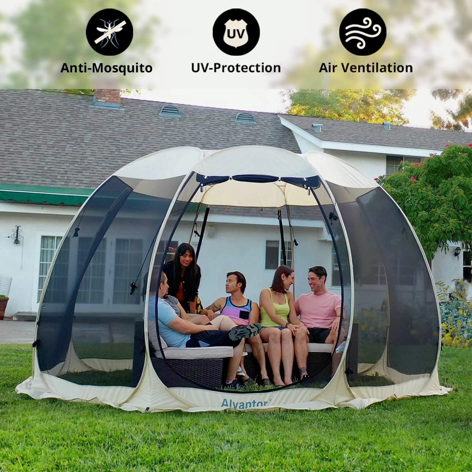 Alvantor Screen House Camping Instant 15x15 Canopy Beige 1 Room