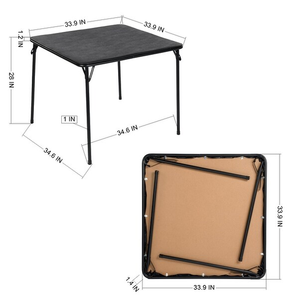 HomyLin Folding Table 33.5 inches Square Black Desk,No Assembly